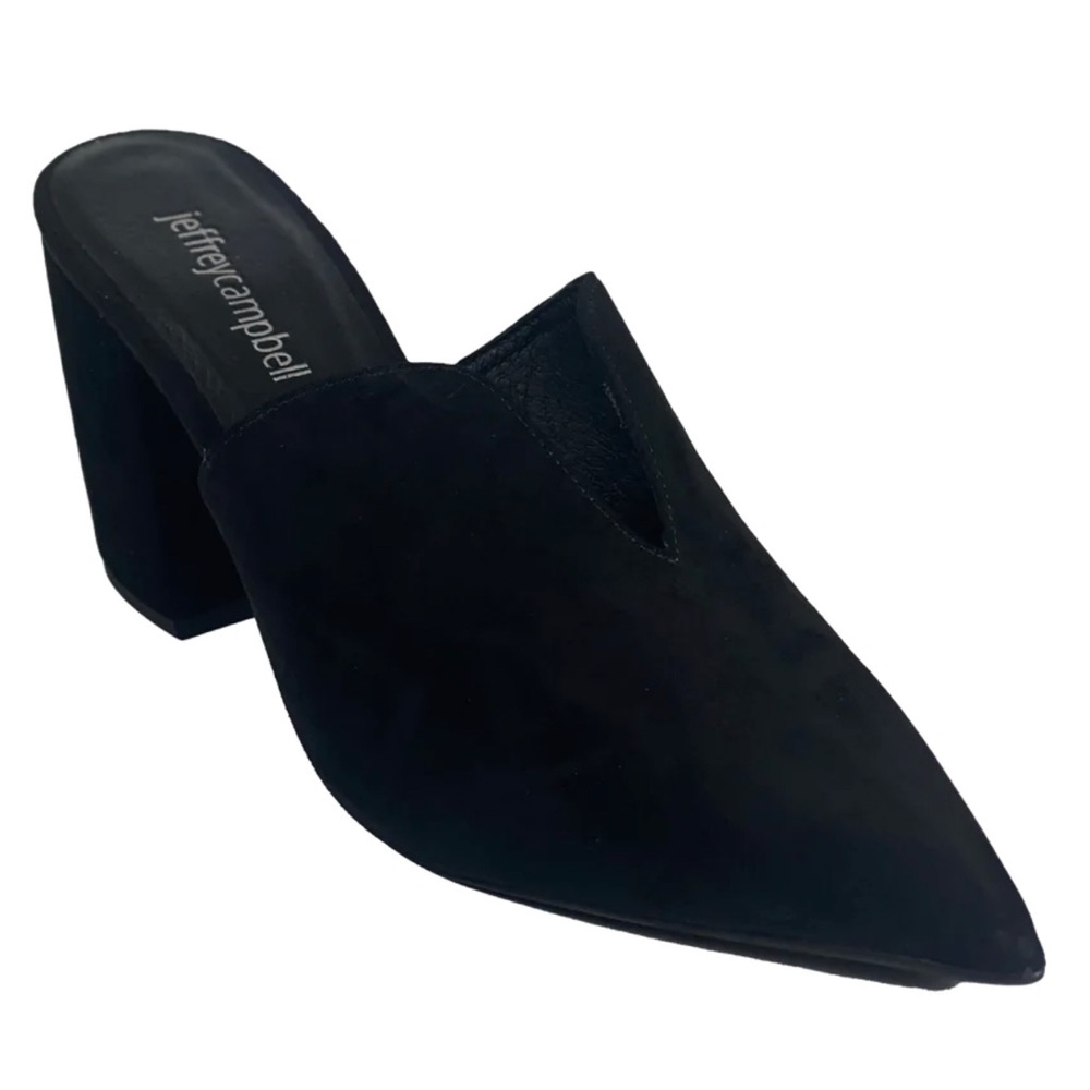 Jeffrey Campbell chunky heel “suede” slide mules black size 7